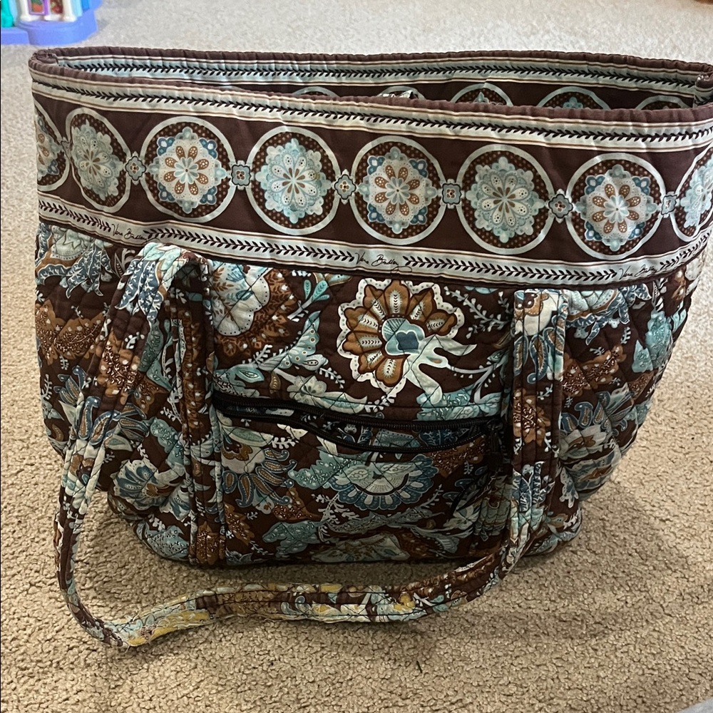 Thirty-One Floral Brown and Blue Tote